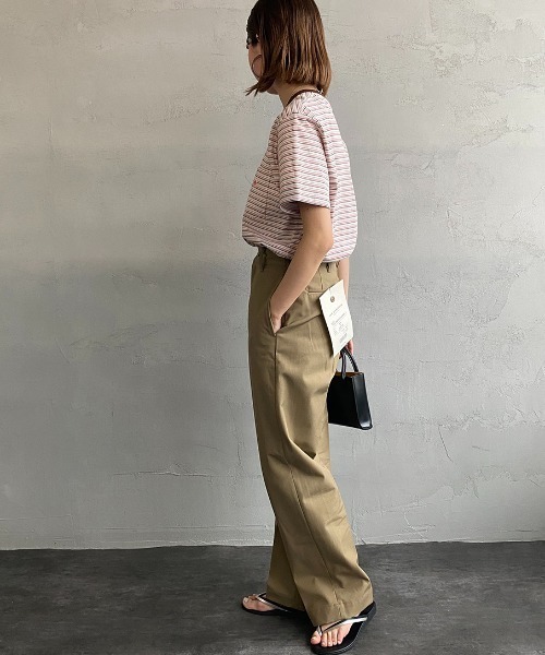 DANTON（ダントン）の「[DANTON/ダントン] マルチボーダー ワンポイントロゴクルーネックポケットTシャツ（Tシャツ/カットソー・レディース・ネイビー/ピンク/チャコール/ブルー・34/36/42/38/44/40/46）」の19枚目の写真