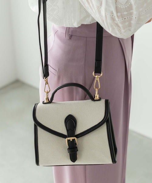 Edit Sheen（エディットシーン）の「フラップベルトキャンバスミニバッグ（ショルダーバッグ・レディース・ブラック/キャメル/ベージュ・FREE）」の6枚目の写真