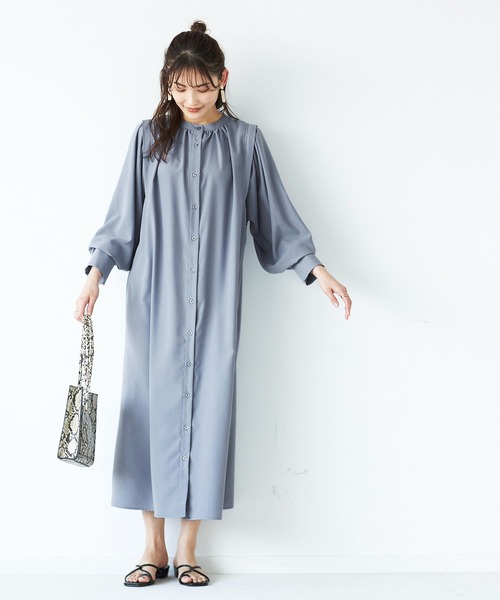 GeeRA（ジーラ）の「前後2WAYボリューム袖ワンピ（ワンピース・レディース・サンドグレー/ブルー・LARGE/MEDIUM）」の13枚目の写真