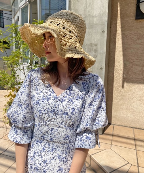 one after another NICE CLAUP（ワンアフターアナザーナイスクラップ）の「透かし編みストローハット（ハット・レディース・アイボリー/ブラック・FREE）」の12枚目の写真