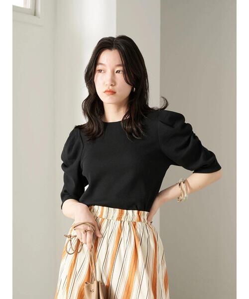 earth music&ecology（アースミュージックアンドエコロジー）の「袖デザインカットプルオーバー（Tシャツ/カットソー・レディース・ベージュ/アイボリー/ブラック・S/M）」の5枚目の写真