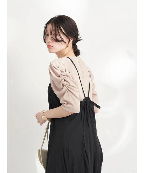 earth music&ecology（アースミュージックアンドエコロジー）の「袖デザインカットプルオーバー（Tシャツ/カットソー・レディース・ベージュ/アイボリー/ブラック・S/M）」の6枚目の写真