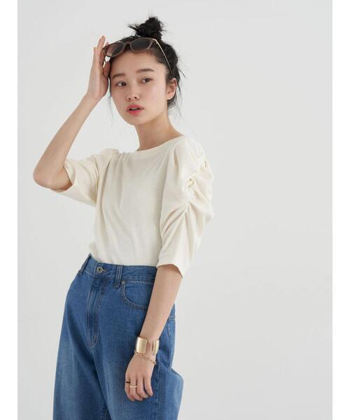 earth music&ecology（アースミュージックアンドエコロジー）の「袖デザインカットプルオーバー（Tシャツ/カットソー・レディース・ベージュ/アイボリー/ブラック・S/M）」の8枚目の写真