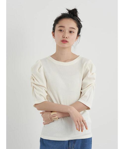 earth music&ecology（アースミュージックアンドエコロジー）の「袖デザインカットプルオーバー（Tシャツ/カットソー・レディース・ベージュ/アイボリー/ブラック・S/M）」の10枚目の写真