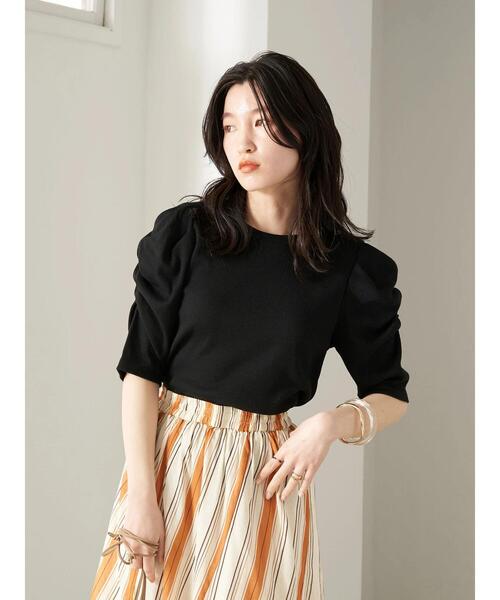 earth music&ecology（アースミュージックアンドエコロジー）の「袖デザインカットプルオーバー（Tシャツ/カットソー・レディース・ベージュ/アイボリー/ブラック・S/M）」の14枚目の写真