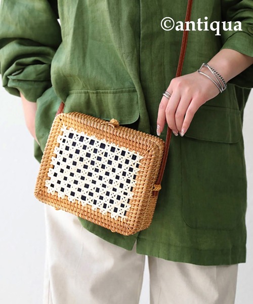 antiqua（アンティカ）の「天然素材使用。ランタンスクエアバッグ（かごバッグ・レディース・ナチュラル・FREE）」の14枚目の写真