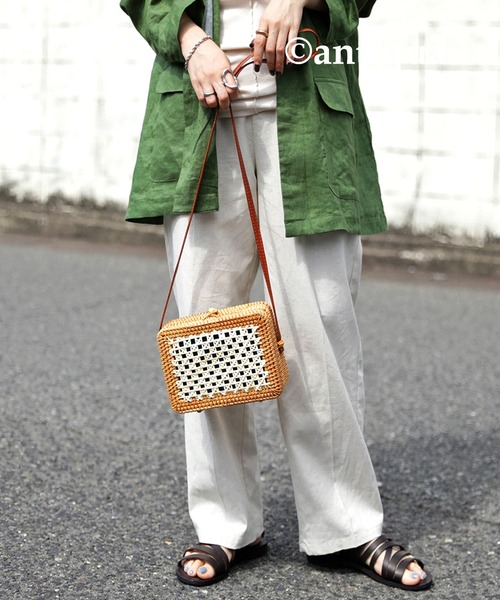 antiqua（アンティカ）の「天然素材使用。ランタンスクエアバッグ（かごバッグ・レディース・ナチュラル・FREE）」の11枚目の写真