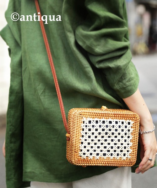 antiqua（アンティカ）の「天然素材使用。ランタンスクエアバッグ（かごバッグ・レディース・ナチュラル・FREE）」の17枚目の写真