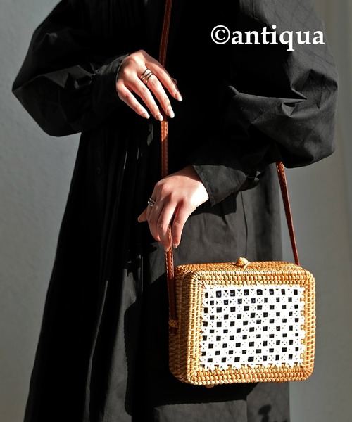 antiqua（アンティカ）の「天然素材使用。ランタンスクエアバッグ（かごバッグ・レディース・ナチュラル・FREE）」の19枚目の写真