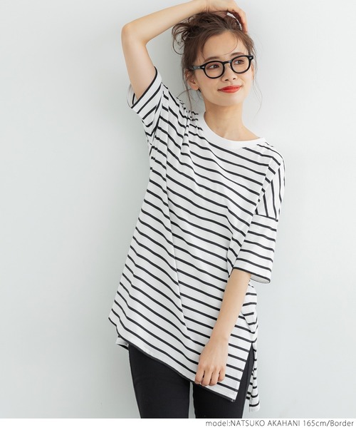 coca(coca)(コカ)の「サイドスリットTee(Tシャツ/カットソー・レディース・ホワイト/ブラウン/その他/ブラック・ONE SIZE)」の8枚目の写真