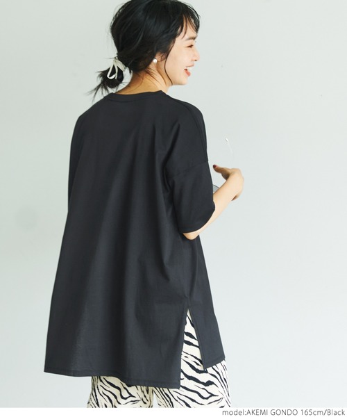 coca(coca)(コカ)の「サイドスリットTee(Tシャツ/カットソー・レディース・ホワイト/ブラウン/その他/ブラック・ONE SIZE)」の19枚目の写真