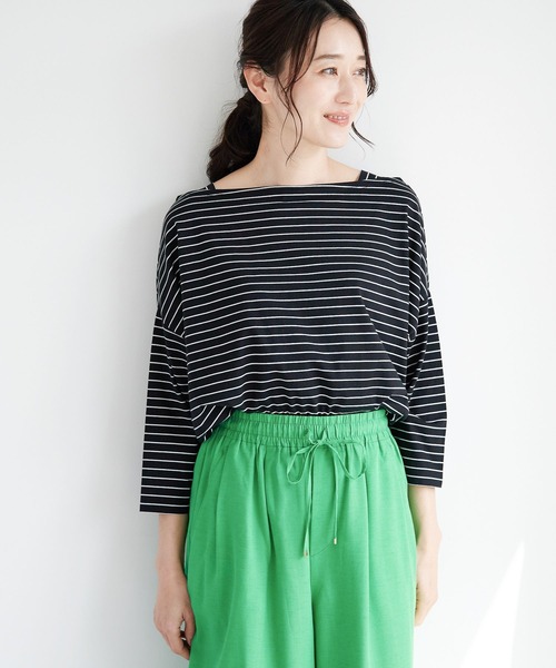 LEPSIM(レプシィム)の「カラーボーダーTシャツ 269997(Tシャツ/カットソー・レディース・ブルー/オフホワイト/ブラック/ブルー系その他・FREE)」の1枚目の写真
