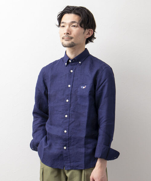 NOLLEY'S goodman(ノーリーズグッドマン)の「【定番クジラアイテム】クジラワンポイント リネン ボタンダウンシャツ(シャツ/ブラウス・メンズ・ホワイト/ネイビー/ライトブルー/ブルー系その他/ブルー系その他7/ラベンダー/レッド系その他3/ホワイト系その他4/ピンク・S/M/L/XL/MEDIUM/LARGE/SMALL/X-LARGE)」の15枚目の写真