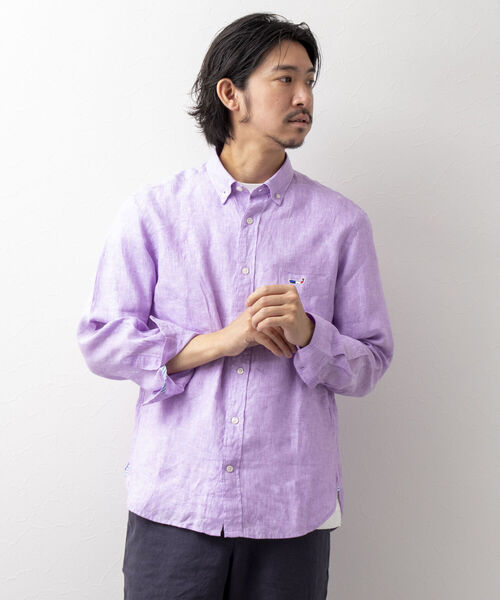 NOLLEY'S goodman(ノーリーズグッドマン)の「【定番クジラアイテム】クジラワンポイント リネン ボタンダウンシャツ(シャツ/ブラウス・メンズ・ホワイト/ネイビー/ライトブルー/ブルー系その他/ブルー系その他7/ラベンダー/レッド系その他3/ホワイト系その他4/ピンク・S/M/L/XL/MEDIUM/LARGE/SMALL/X-LARGE)」の19枚目の写真