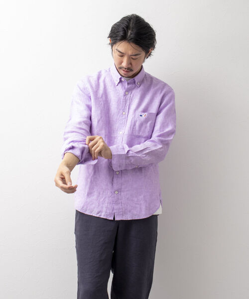 NOLLEY'S goodman(ノーリーズグッドマン)の「【定番クジラアイテム】クジラワンポイント リネン ボタンダウンシャツ(シャツ/ブラウス・メンズ・ホワイト/ネイビー/ライトブルー/ブルー系その他/ブルー系その他7/ラベンダー/レッド系その他3/ホワイト系その他4/ピンク・S/M/L/XL/MEDIUM/LARGE/SMALL/X-LARGE)」の21枚目の写真