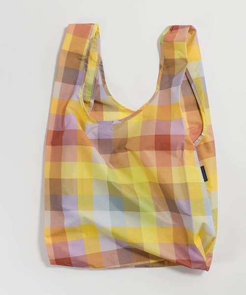 BAGGU サーモン&エッグ マドラスチェック standard エコバッグ