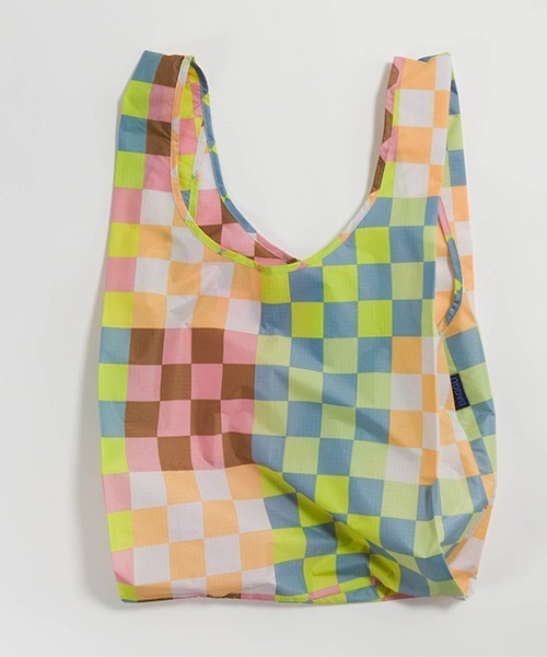 BAGGU サーモン&エッグ マドラスチェック standard エコバッグ