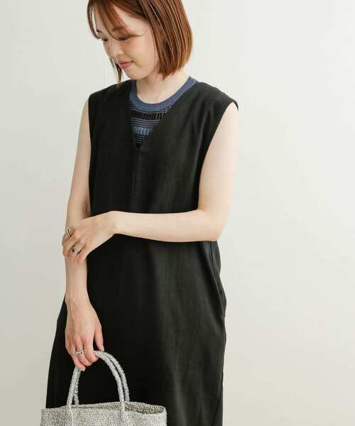 URBAN RESEARCH DOORS(アーバンリサーチドアーズ)の「リネンコットンジャンパースカート(ワンピース・レディース・ブラック/ナチュラル・MEDIUM)」の18枚目の写真