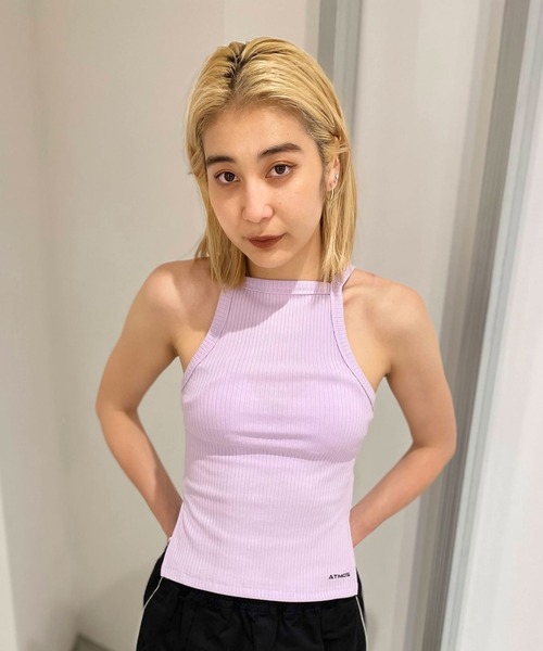 atmos pink（アトモスピンク）の「atmos pink リブアメスリトップス（タンクトップ・レディース・ホワイト/ブラック/ミント/ラベンダー・FREE）」の4枚目の写真