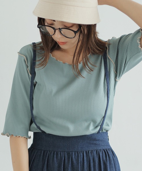 Crisp（クリスプ）の「ショートスリーブメロウTシャツ（Tシャツ/カットソー・レディース・ベージュ/グリーン/アイボリー・FREE）」の9枚目の写真