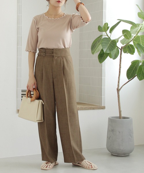 Crisp（クリスプ）の「ショートスリーブメロウTシャツ（Tシャツ/カットソー・レディース・ベージュ/グリーン/アイボリー・FREE）」の14枚目の写真