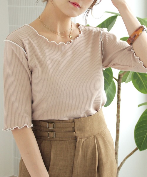 Crisp（クリスプ）の「ショートスリーブメロウTシャツ（Tシャツ/カットソー・レディース・ベージュ/グリーン/アイボリー・FREE）」の15枚目の写真