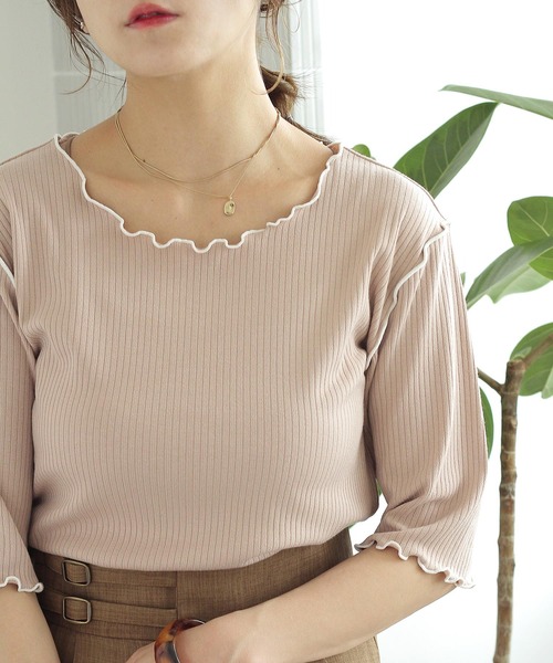 Crisp（クリスプ）の「ショートスリーブメロウTシャツ（Tシャツ/カットソー・レディース・ベージュ/グリーン/アイボリー・FREE）」の19枚目の写真