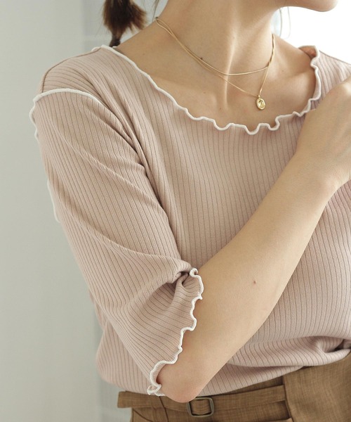 Crisp（クリスプ）の「ショートスリーブメロウTシャツ（Tシャツ/カットソー・レディース・ベージュ/グリーン/アイボリー・FREE）」の20枚目の写真