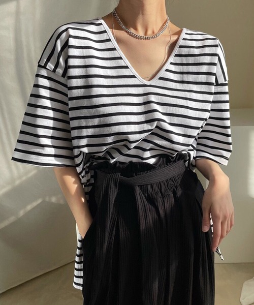 セール Vネックボーダーtシャツ Tシャツ カットソー Another S アナザーエス のファッション通販 Zozotown