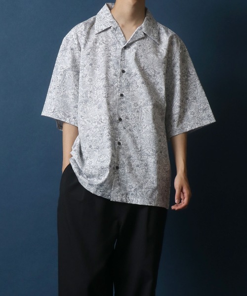 ANPAS(アンパス)の「MADE IN JAPAN Total Pattern Print Big Silhouette Open Collar Shirt/日本製 総柄プリント ビッグシルエット オープンカラーシャツ(シャツ/ブラウス・メンズ・ホワイト系その他/ブラック系その他/ブルー系その他/ブラック系その他2/ブラック系その他3/ブルー系その他2・M/L)」の19枚目の写真