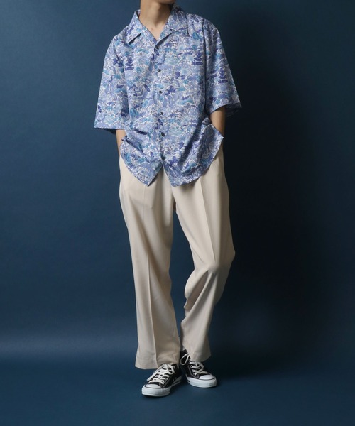 ANPAS(アンパス)の「MADE IN JAPAN Total Pattern Print Big Silhouette Open Collar Shirt/日本製 総柄プリント ビッグシルエット オープンカラーシャツ(シャツ/ブラウス・メンズ・ホワイト系その他/ブラック系その他/ブルー系その他/ブラック系その他2/ブラック系その他3/ブルー系その他2・M/L)」の18枚目の写真