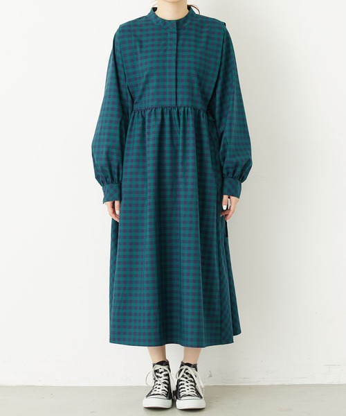 MILKFED.(ミルクフェド)の「SIDE RIBBON PLAID DRESS(ワンピース・レディース・ネイビー/イエロー/グリーン・ONE SIZE)」の9枚目の写真