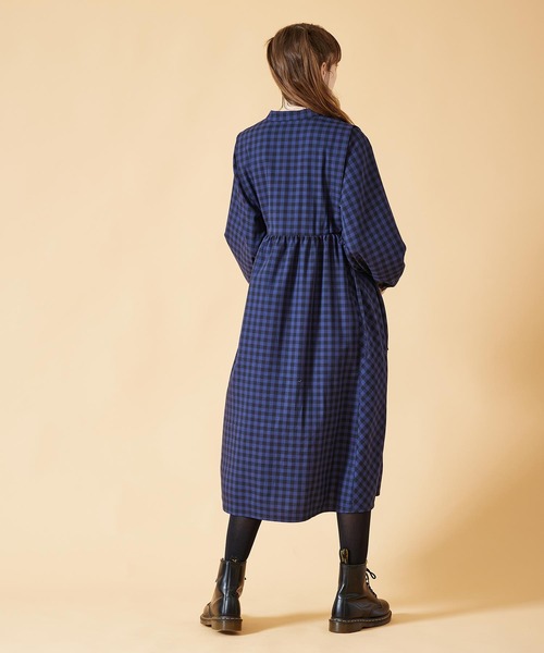 MILKFED.(ミルクフェド)の「SIDE RIBBON PLAID DRESS(ワンピース・レディース・ネイビー/イエロー/グリーン・ONE SIZE)」の4枚目の写真
