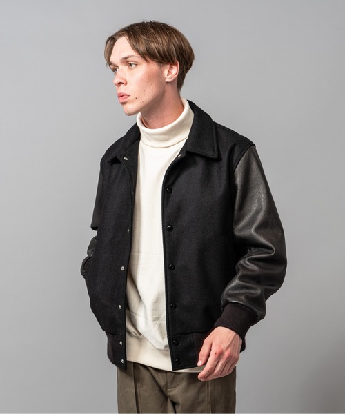 MR.OLIVE(ミスターオリーブ)の「SKOOKUM コラボレーション / AWARD JACKET(スタジャン)(スタジャン・メンズ・ブラック/グリーン・MEDIUM/LARGE/SMALL)」の2枚目の写真