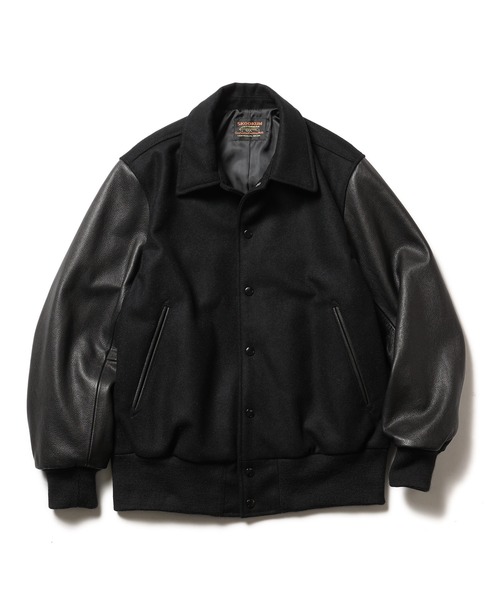 MR.OLIVE(ミスターオリーブ)の「SKOOKUM コラボレーション / AWARD JACKET(スタジャン)(スタジャン・メンズ・ブラック/グリーン・MEDIUM/LARGE/SMALL)」の3枚目の写真