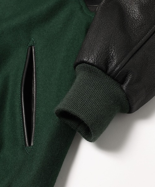 MR.OLIVE(ミスターオリーブ)の「SKOOKUM コラボレーション / AWARD JACKET(スタジャン)(スタジャン・メンズ・ブラック/グリーン・MEDIUM/LARGE/SMALL)」の9枚目の写真