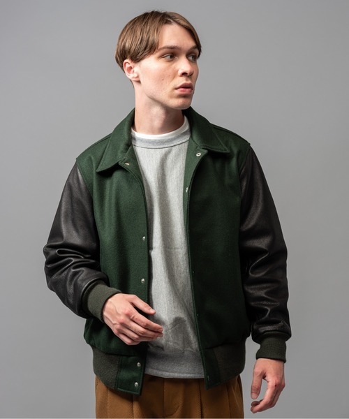 MR.OLIVE(ミスターオリーブ)の「SKOOKUM コラボレーション / AWARD JACKET(スタジャン)(スタジャン・メンズ・ブラック/グリーン・MEDIUM/LARGE/SMALL)」の10枚目の写真