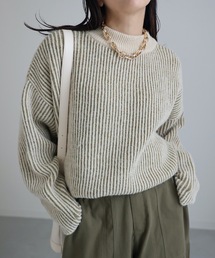 ap retro | 【期間限定プライス】配色リブ編みハイネックニットプルオーバー(ニット/セーター)