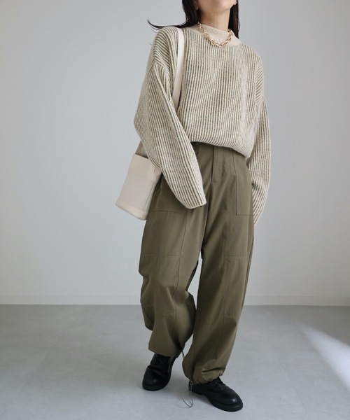 ap retro(アプレトロ)の「【期間限定プライス】配色リブ編みハイネックニットプルオーバー(ニット/セーター・レディース・ブルーグリーン/ブラウン/グリーン・FREE)」の18枚目の写真