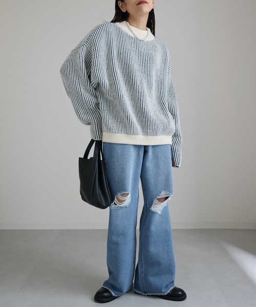 ap retro(アプレトロ)の「【期間限定プライス】配色リブ編みハイネックニットプルオーバー(ニット/セーター・レディース・ブルーグリーン/ブラウン/グリーン・FREE)」の7枚目の写真