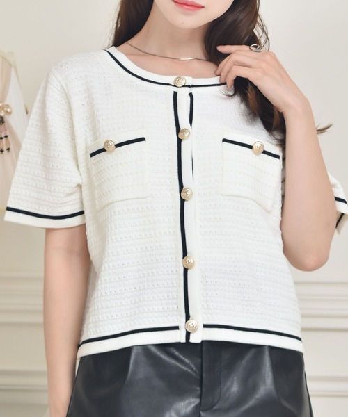 ems excite（エムズエキサイト）の「ヴィンテージカーデ（ニット/セーター・レディース・ブラック/ブルー/ナチュラル・FREE）」の2枚目の写真