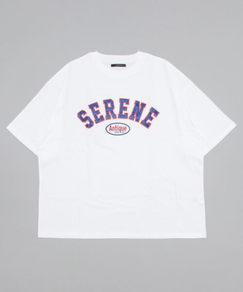 VIBGYOR（ヴィブジョー）の「サテン貼付BIGクルー/Ntee(BL)（Tシャツ/カットソー・メンズ・ダークグリーン/ブルー/ブルーグレー/ブルー系その他/スミクロ/ホワイト系その他/ホワイト・MEDIUM/LARGE）」の2枚目の写真