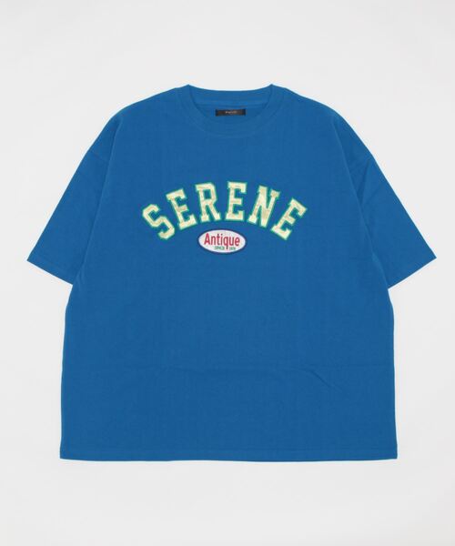 VIBGYOR（ヴィブジョー）の「サテン貼付BIGクルー/Ntee(BL)（Tシャツ/カットソー・メンズ・ダークグリーン/ブルー/ブルーグレー/ブルー系その他/スミクロ/ホワイト系その他/ホワイト・MEDIUM/LARGE）」の7枚目の写真