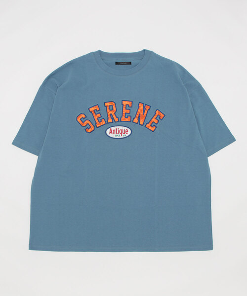 VIBGYOR（ヴィブジョー）の「サテン貼付BIGクルー/Ntee(BL)（Tシャツ/カットソー・メンズ・ダークグリーン/ブルー/ブルーグレー/ブルー系その他/スミクロ/ホワイト系その他/ホワイト・MEDIUM/LARGE）」の4枚目の写真