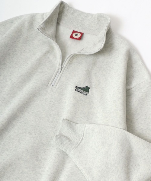 CONVERSE（コンバース）の「CONVERSE/コンバース ワンポイント刺繍 リブライン 裏起毛 ハーフジップスウェットトレーナー（スウェット・レディース・ホワイト/ブラック/ダークグリーン/オートミール/ホワイト系その他/ブラック系その他/グリーン系その他/ブルー系その他・LL/M/L）」の5枚目の写真