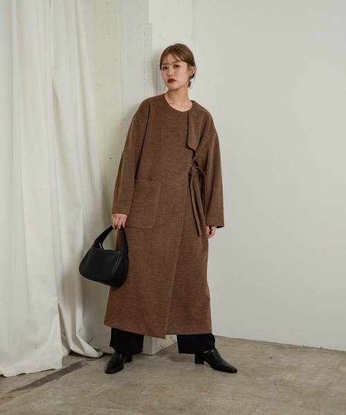 Amiur(エミレ)の「no collar waist belt coat(その他アウター・レディース・ベージュ/ブラウン・FREE)」の2枚目の写真