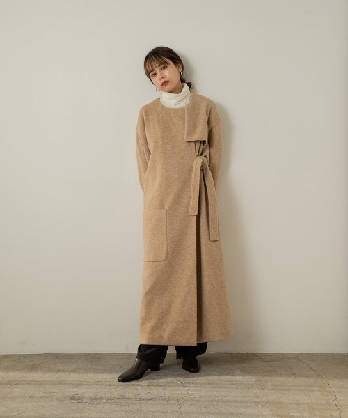Amiur(エミレ)の「no collar waist belt coat(その他アウター・レディース・ベージュ/ブラウン・FREE)」の3枚目の写真