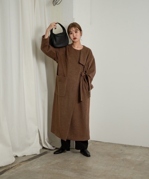 Amiur(エミレ)の「no collar waist belt coat(その他アウター・レディース・ベージュ/ブラウン・FREE)」の5枚目の写真