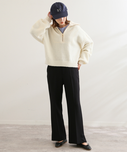 SLOBE IENA(スローブイエナ)の「ブークレーハーフジッププルオーバー(ニット/セーター・レディース・ホワイト/グリーン/チャコールグレー・FREE)」の19枚目の写真