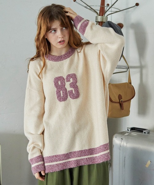 MONO-MART LADY'S(モノマートレディース)の「ナンバリングラインリブニットプルオーバー(ニット/セーター・レディース・アイボリー系/アイボリー/ブラウン/ネイビー・FREE)」の6枚目の写真